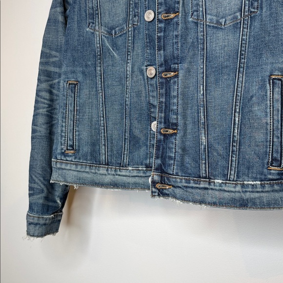 Hudson Distressed the classic rose embroidered denim Jean Jacket size XS - Picture 4 of 12